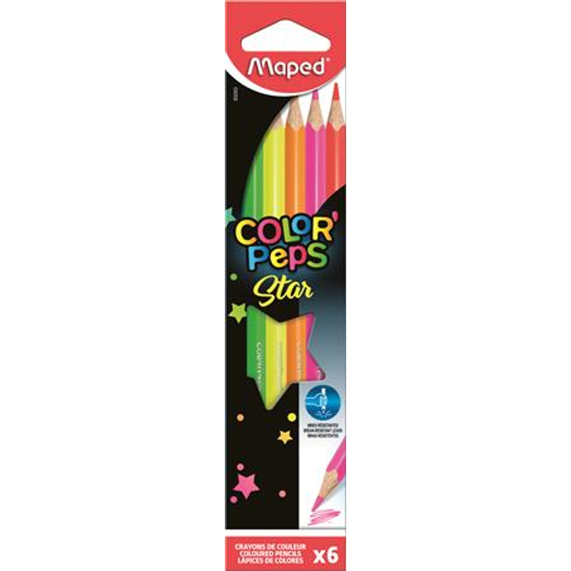 Színes ceruza készlet háromszögletű MAPED Color Peps Star Fluo 6 db