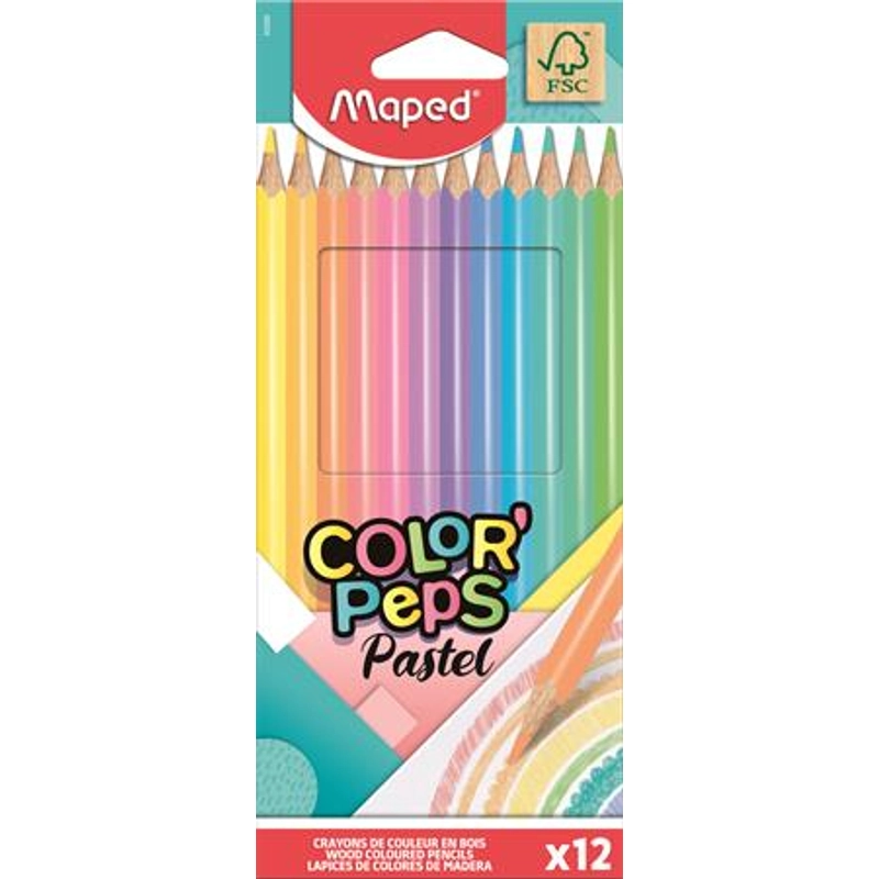 Színes ceruza készlet pasztell színekben háromszögletű Maped Color Peps Pastel 12 db