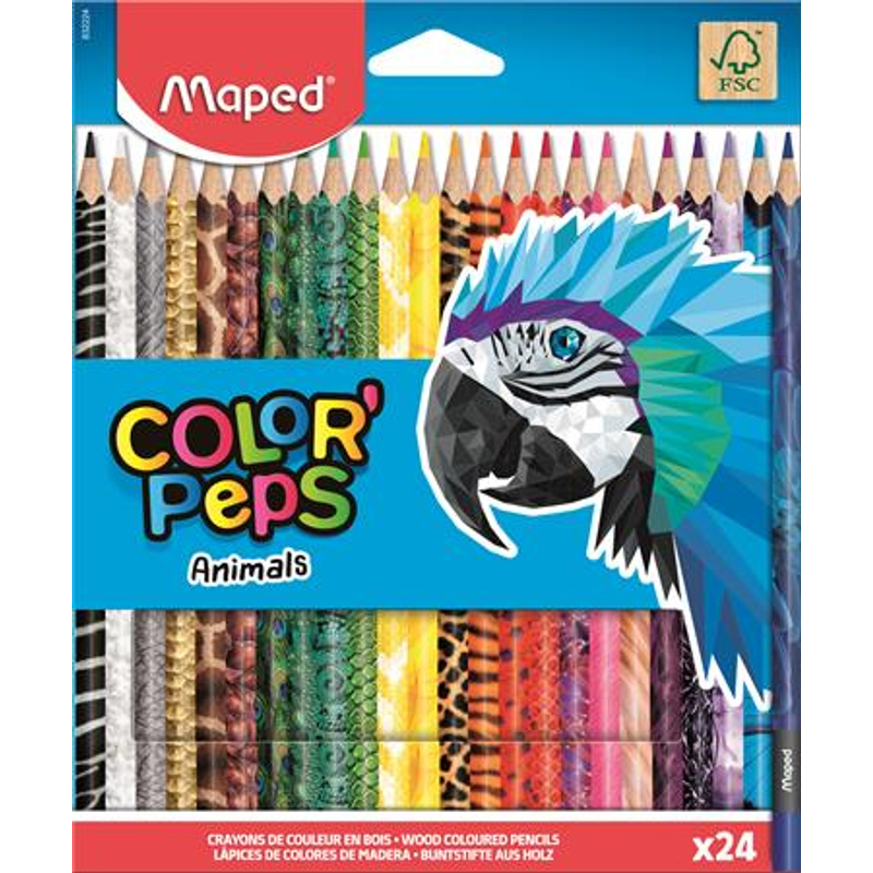 Színes ceruza készlet háromszögletű Maped Color Peps Animal 24 db