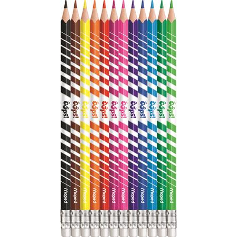 Színes ceruza készlet háromszögletű radírral Maped Color Peps Oops 12 db
