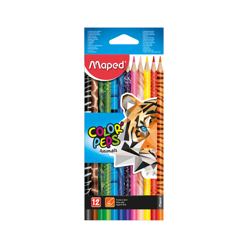 Maped színes ceruza készlet, háromszögletű, Color Peps Animal 12 db