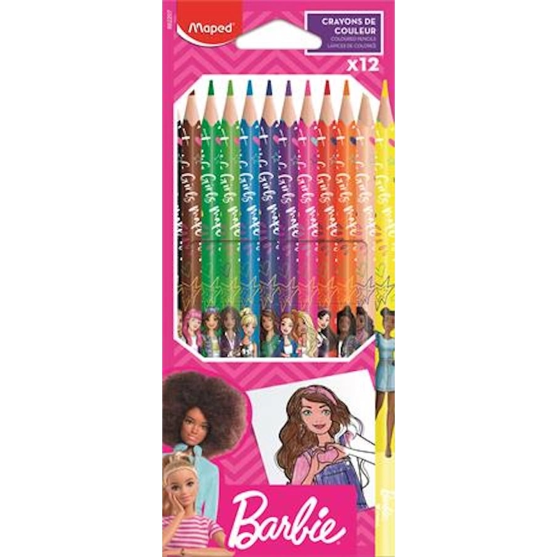 Színes ceruza készlet háromszögletű Maped Barbie 12 különböző színnel