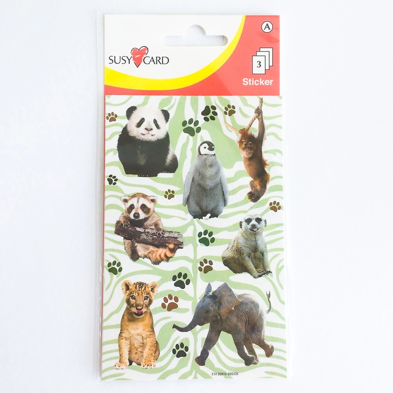 Matrica 3 ív/csomag Susy Card 8x12,5 cm - egzotikus kölyök állatok