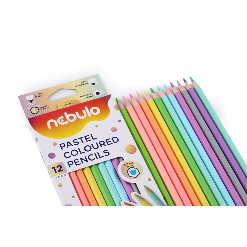 Nebulo Színes ceruza készlet, pasztell, hatszög, 12 színes