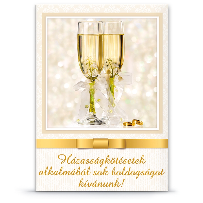 Ars Una esküvői extra borítékos képeslap F pezsgőpoharas (6380)