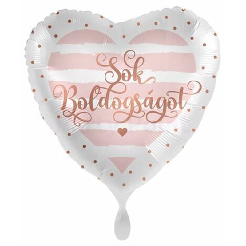 45 cm Sok Boldogságot feliratos szív alakú rosegold fólia lufi 70350