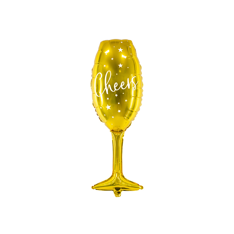 Pezsgős pohár fólia lufi arany 28x80cm