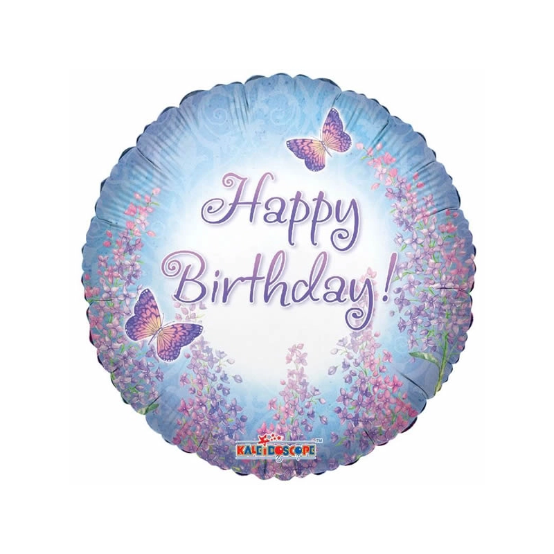 45 cm fólia lufi Happy Birthday lila orgona mintás 190244