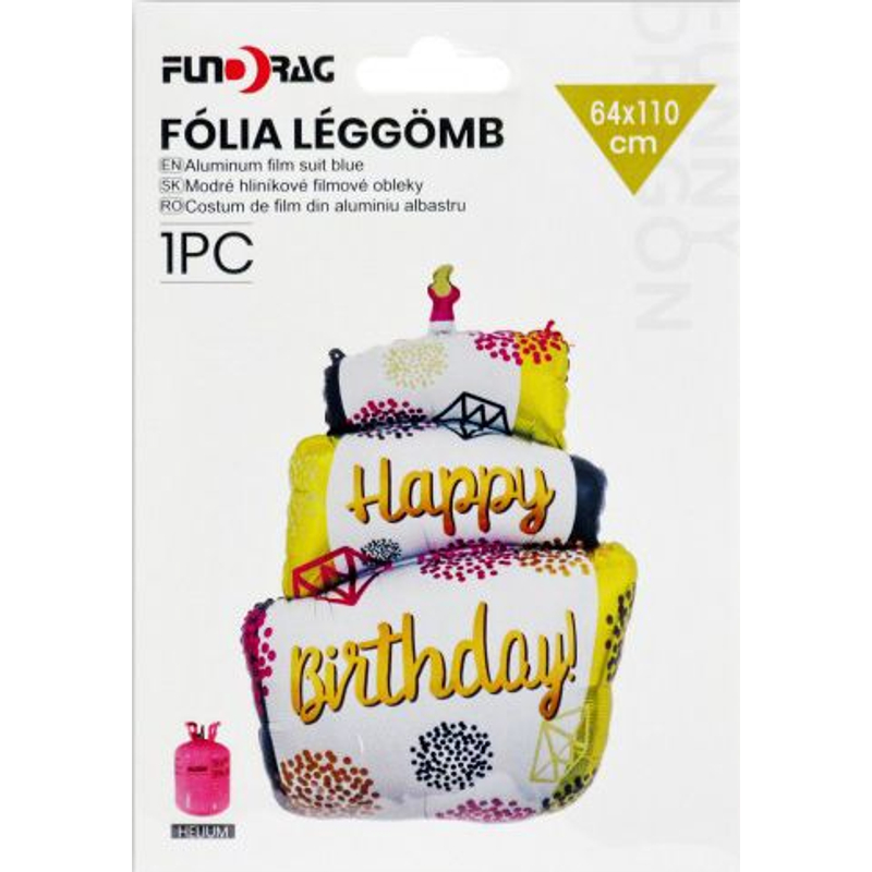 Fólia lufi Happy Birthday torta 64x110 cm