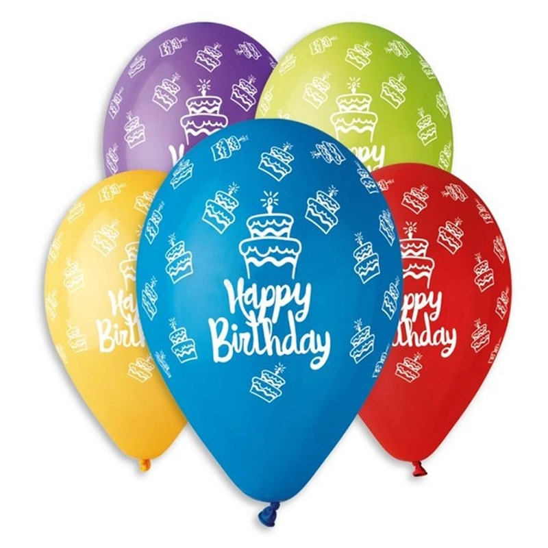 Happy Birthday feliratos torta mintás vegyes színű gumi lufi 33cm 495-80