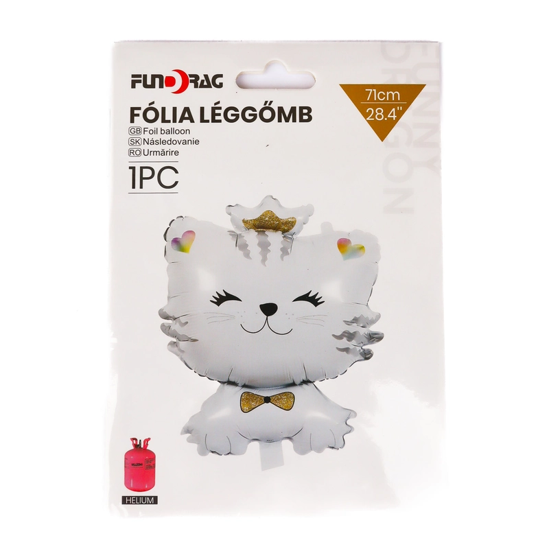 Fólia lufi fehér cica koronával 71cm 644053