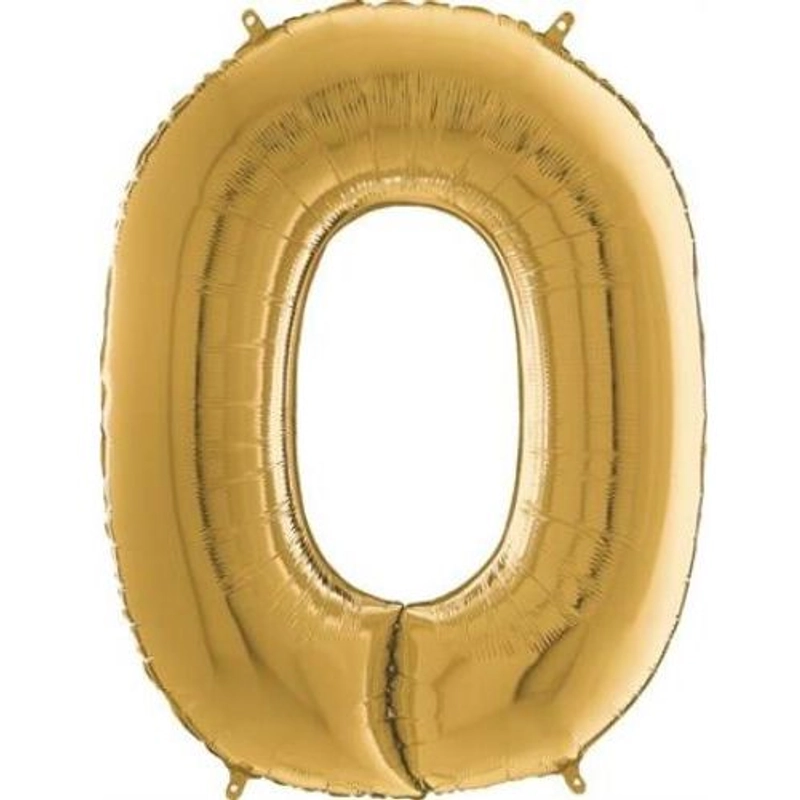 Arany színű 0-ás szám fólia lufi 65 cm
