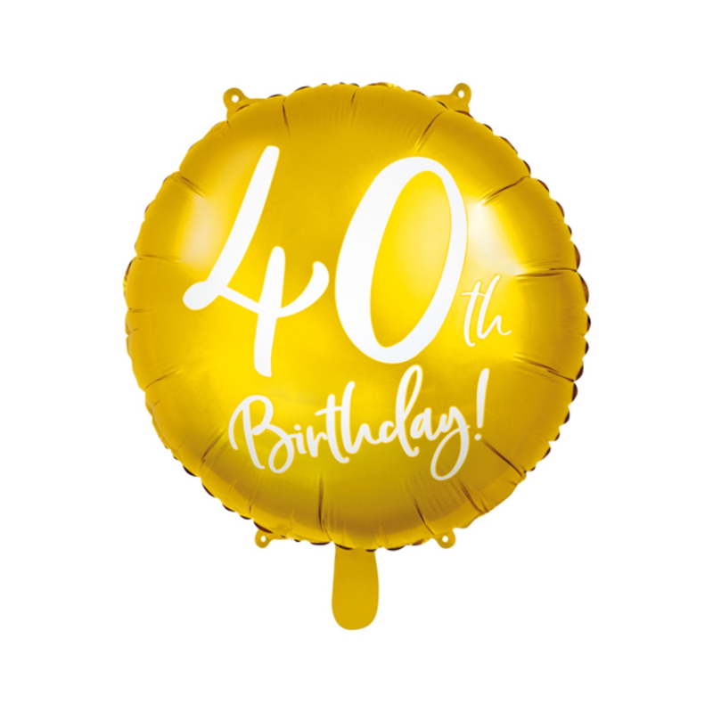 Fólia lufi Happy Birthday 40. évszám króm arany 45 cm