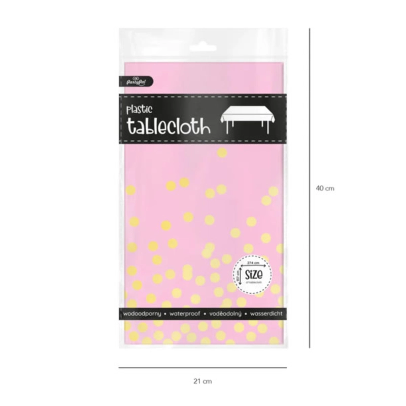 Asztalterítő rózsaszín arany konfetti mintákkal 137 x 274 cm