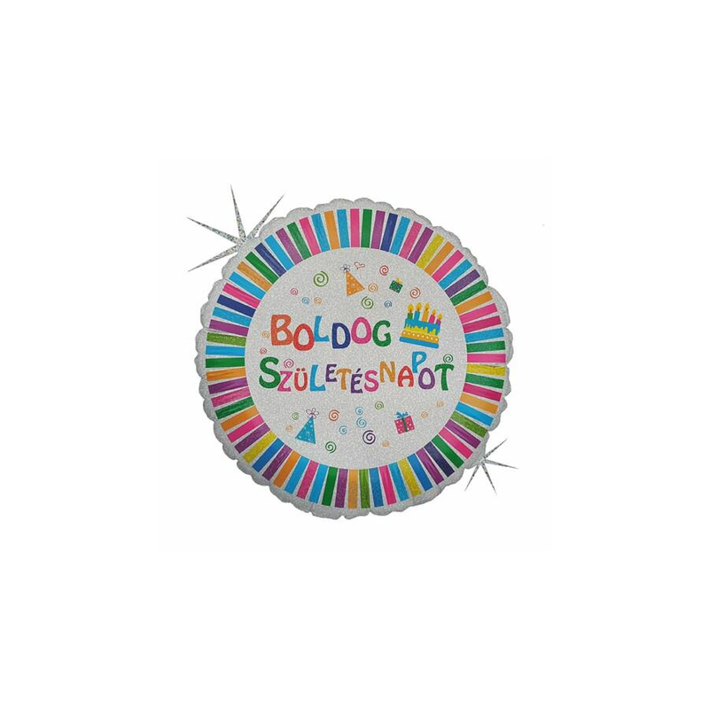 45 cm Boldog születésnapot glitteres fólia lufi