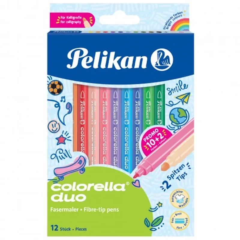 Colorella Duo kétvégű 12 színű filctoll készlet 2 hegyvastagsággal C407 Pelikán