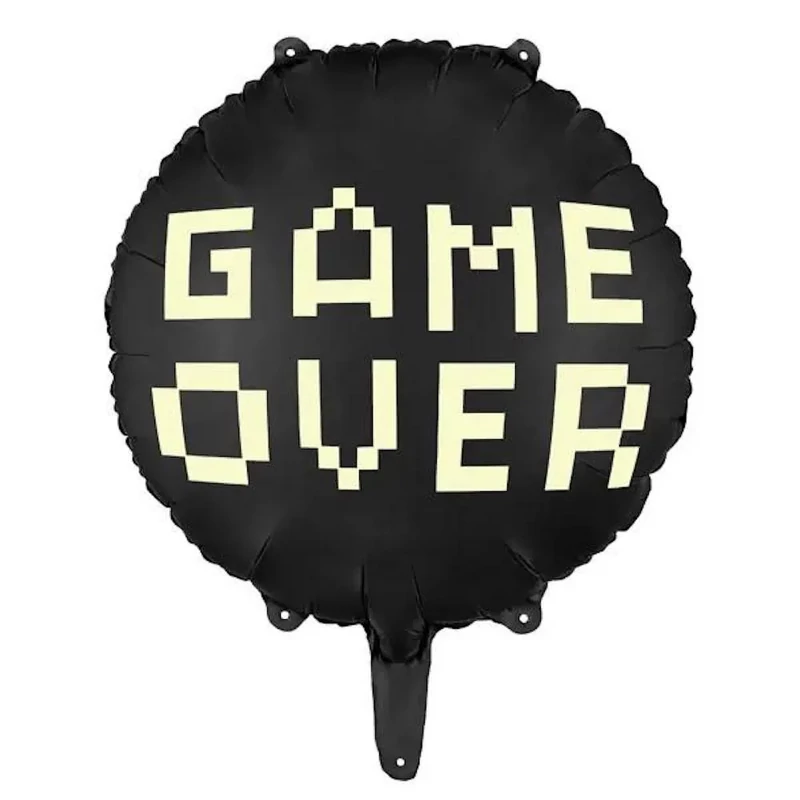 Fólia lufi legénybúcsúra Game Over felirattal fekete színű 45 cm 029194
