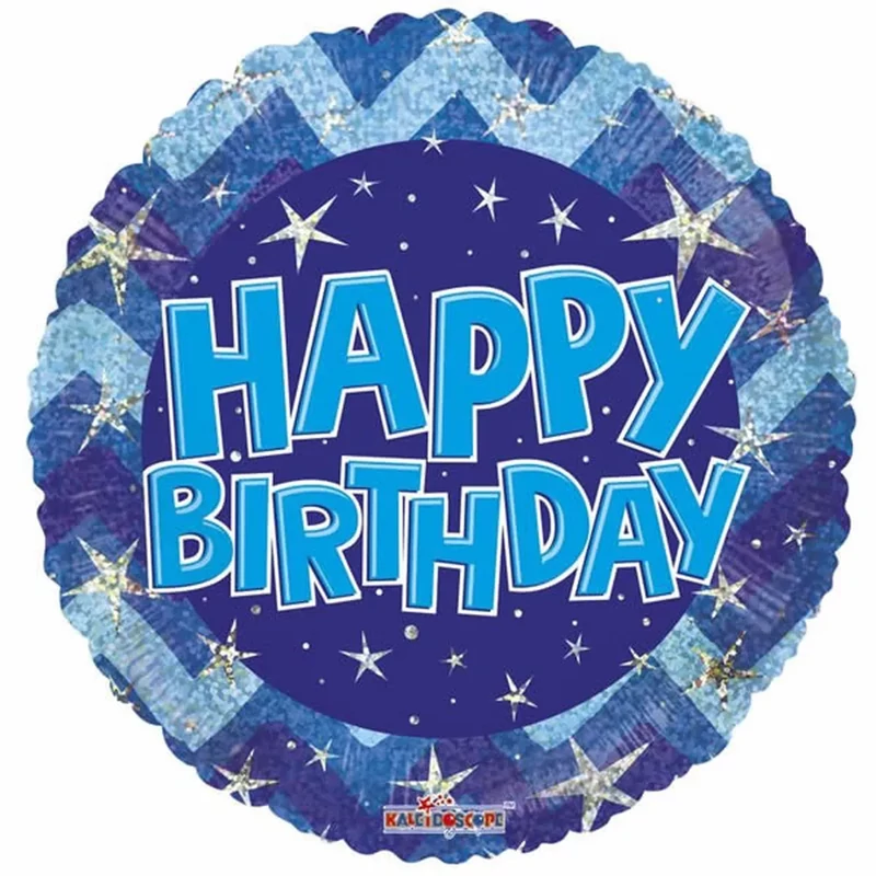 45 cm fólia lufi hologramos Happy Birthday kék 16010-18