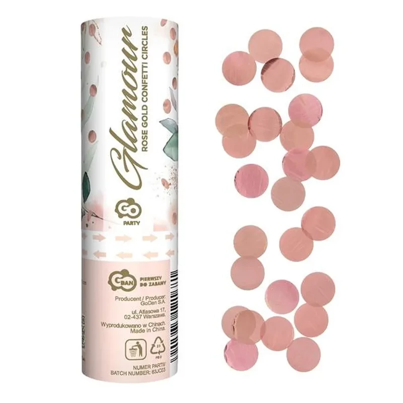 Konfetti kilövő rosegold 15 cm