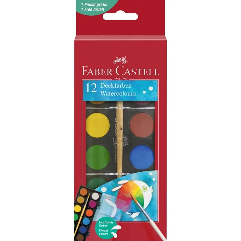 Vízfesték készlet 12db-os kicsi 24mm-es korongokkal Faber-Castell