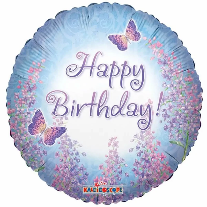 45 cm fólia lufi Happy Birthday lila orgona mintás 190244