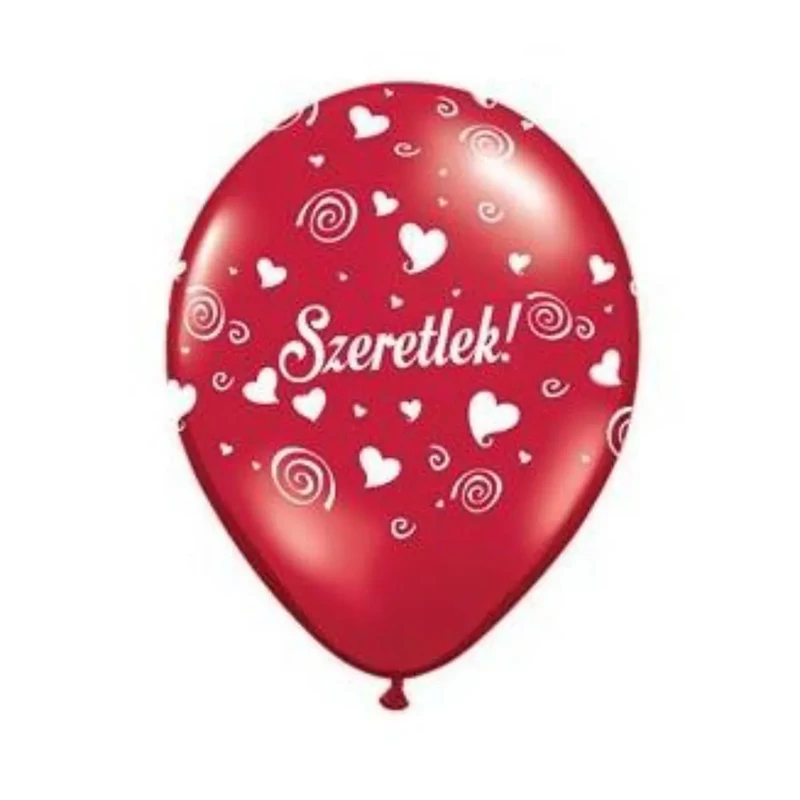 Szív mintás szeretlek feliratos gumi lufi 30cm 5db/csomag