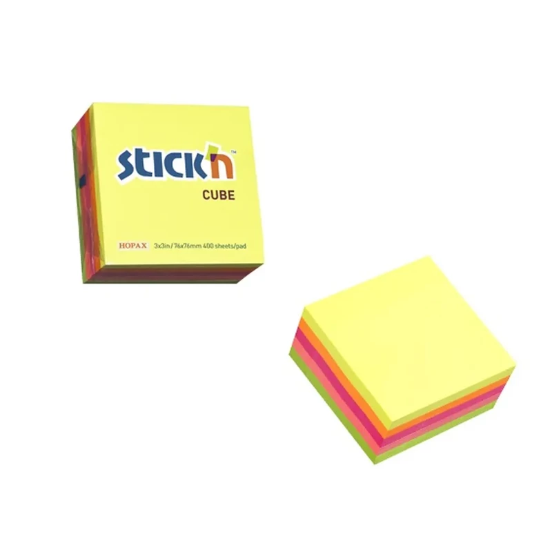 Öntapadós jegyzettömb Stick'N 76x76mm 400 lap neon mix