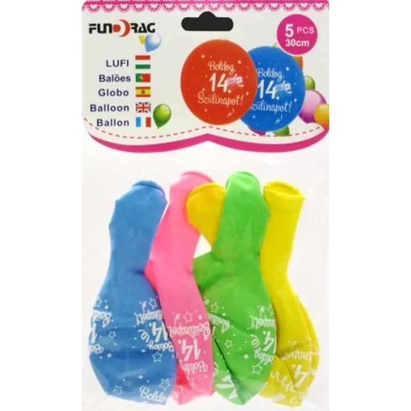 Boldog 14. születésnapot latex lufi 30cm 5db
