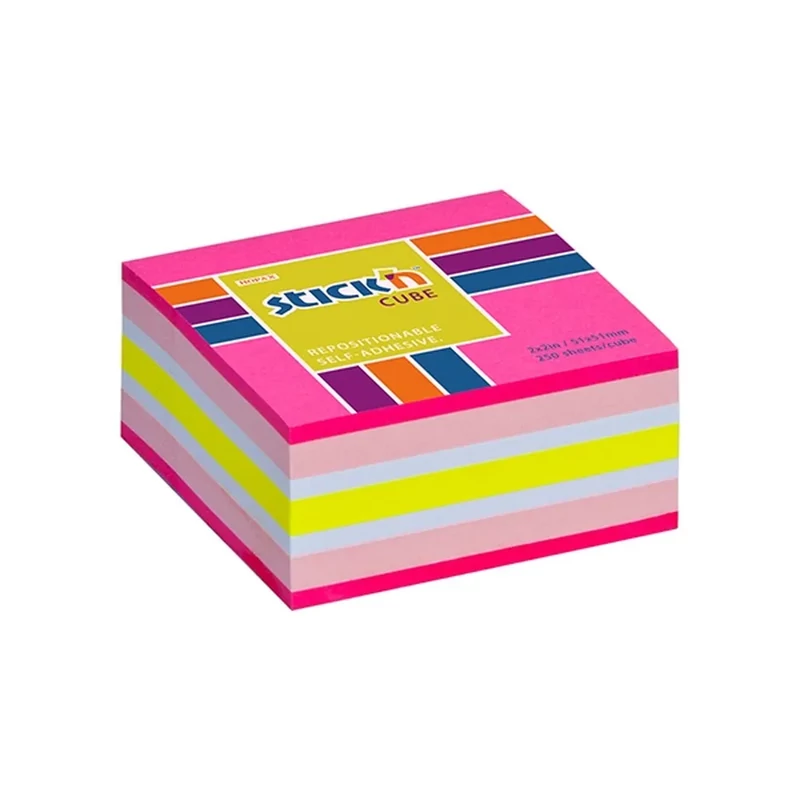 Öntapadó jegyzettömb mix STICK’N 51x51mm 250 lap neon rózsaszín