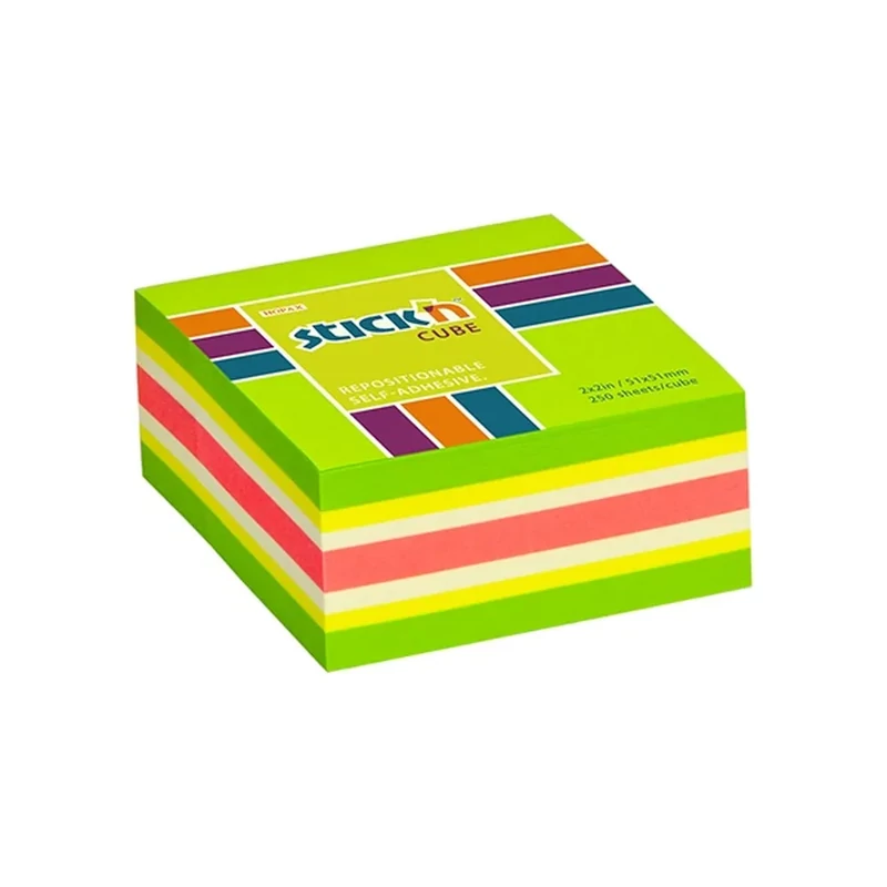 Öntapadó jegyzettömb mix STICK’N 51x51mm 250 lap neon zöld