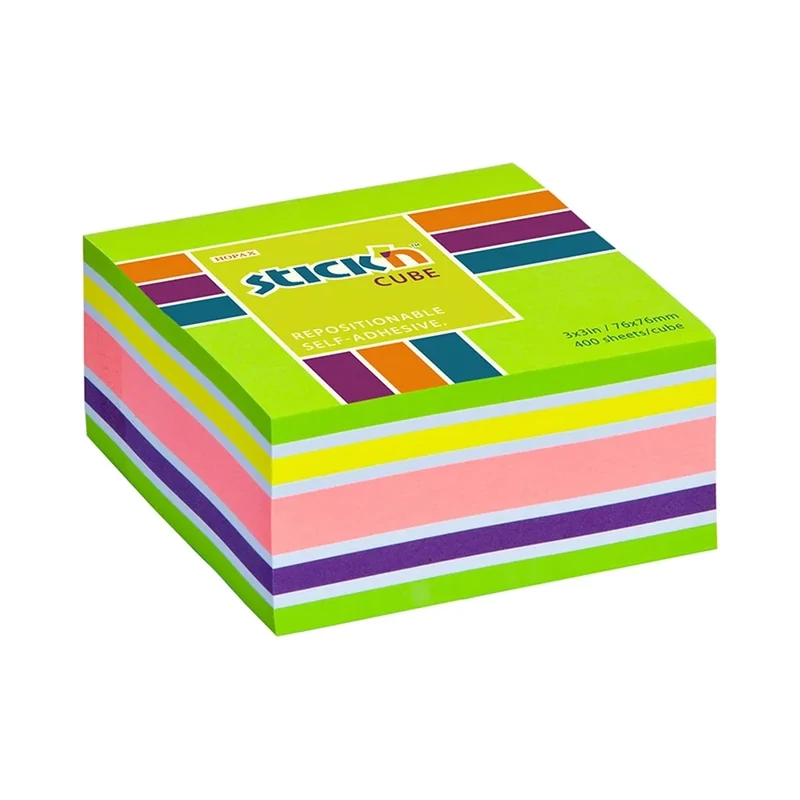 Öntapadó jegyzettömb mix Stick'N 76x76mm 400 lap neon zöld