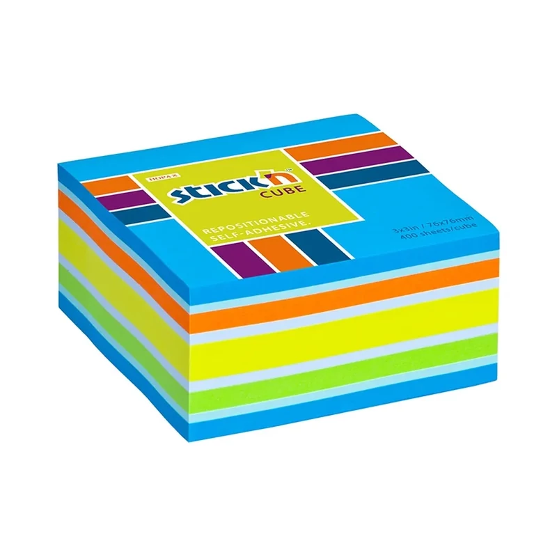 Öntapadós jegyzettömb mix Stick'N 76x76mm 400 lap neon kék