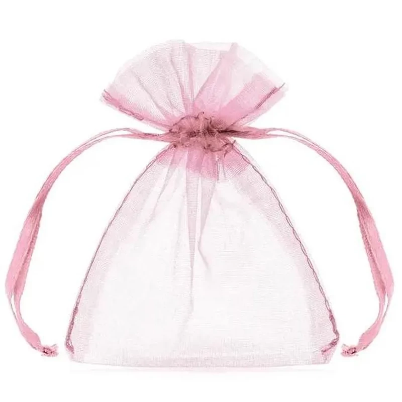Organza tasak rózsaszín 17x23cm 3 db