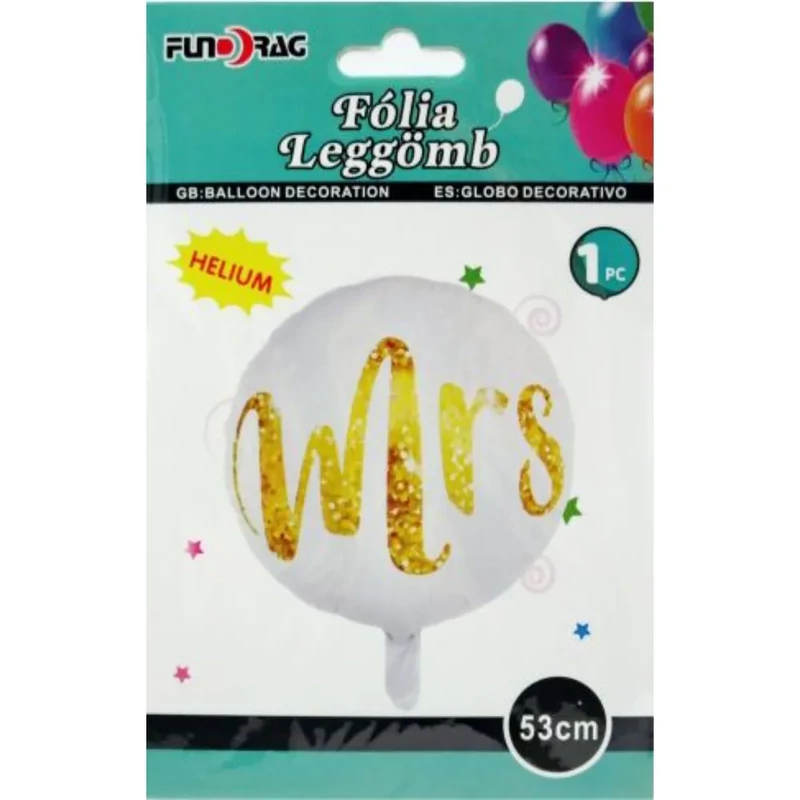 Mrs. feliratos esküvői fólia lufi 53cm 611383