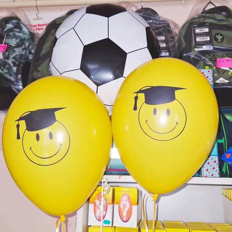 33 cm-es Smiley gumi léggömb ballagásra 1 db