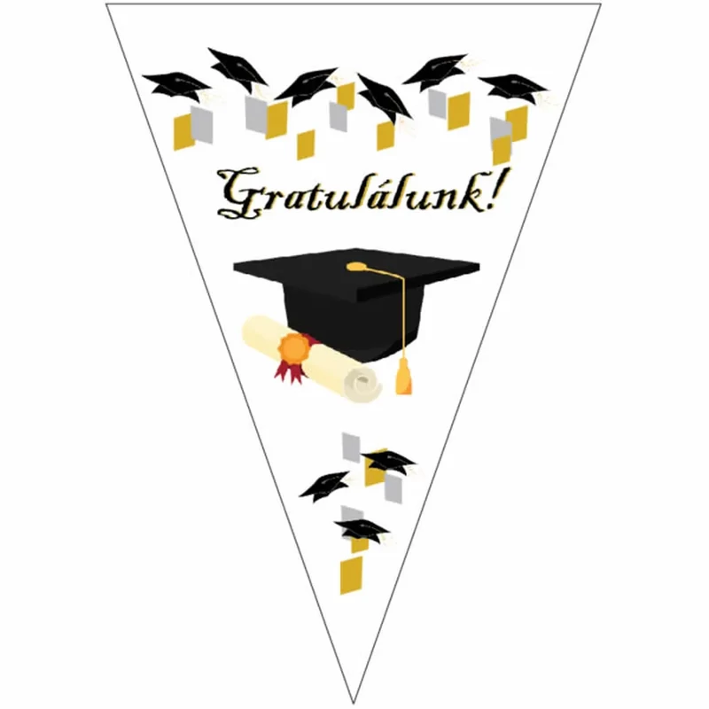 Gratulálunk kalapos ballagási zászló fűzér 2,5 méteres 351395