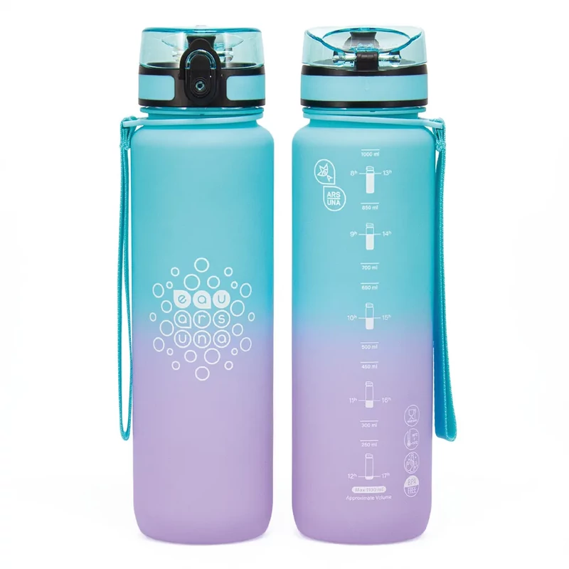 Ars Una BPA-mentes motivációs kulacs matt világoskék-lila színátmenetes 1000 ml Orchidea