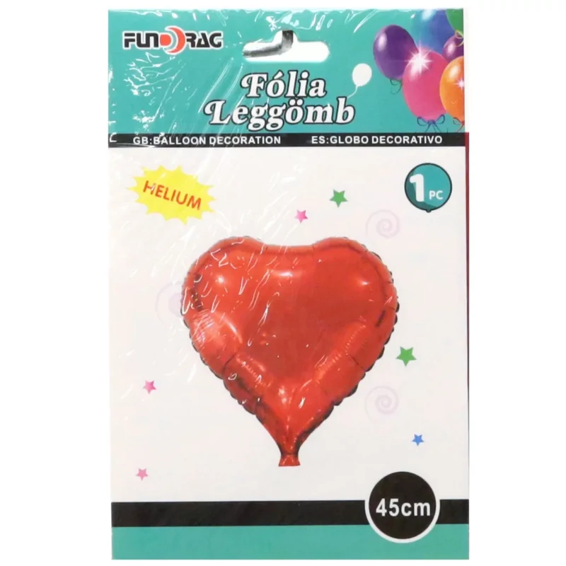 Fólia lufi 45 cm piros szív 610898