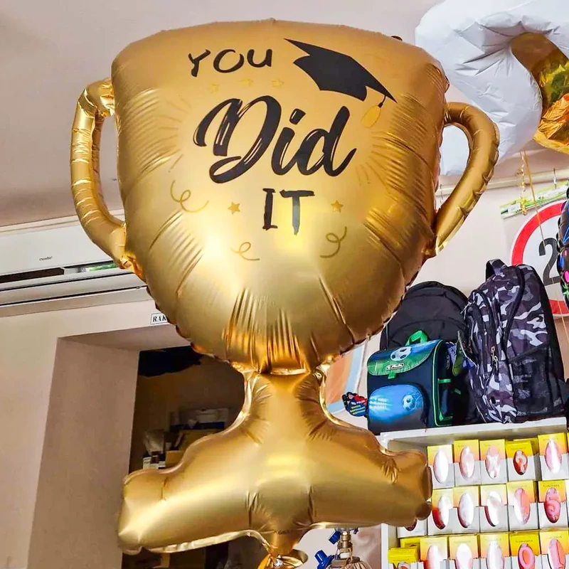 Fólia lufi ballagásra serleg formájú You did it felirattal 79 cm 645111