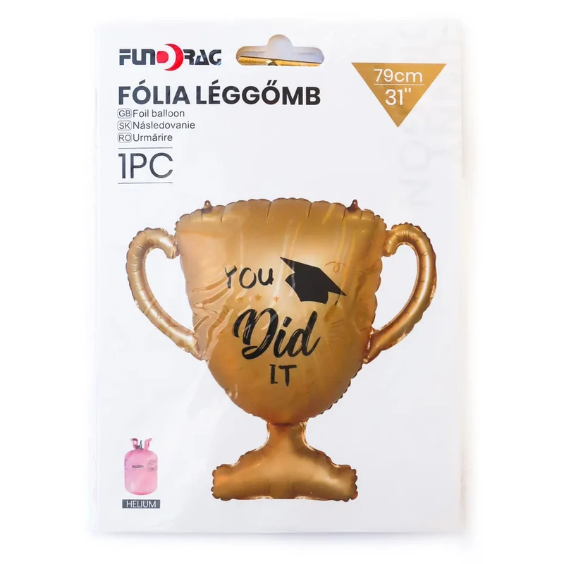 Fólia lufi ballagásra serleg formájú You did it felirattal 79 cm 645111