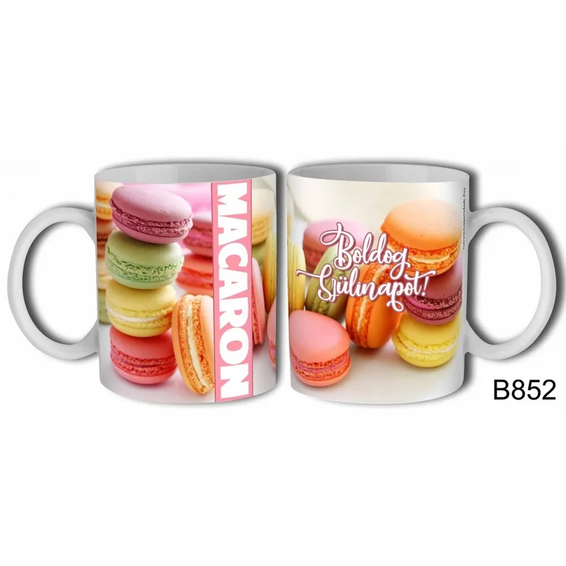 Bögre 3 dl - Boldog Szülinapot – Macaronos Bögre - Születésnapi ajándék