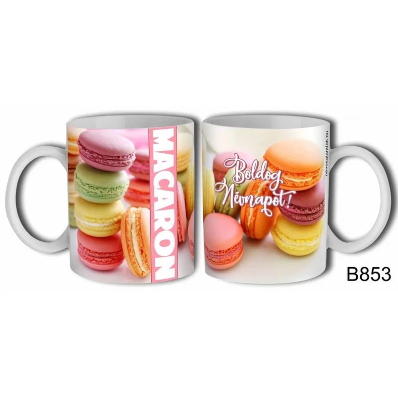 Bögre 3 dl - Boldog Névnapot - Macaronos bögre - Névnapi ajándékok B853