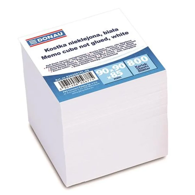 Kockatömb utántöltő 90x90x85 mm fehér lapokkal 800 lap Donau