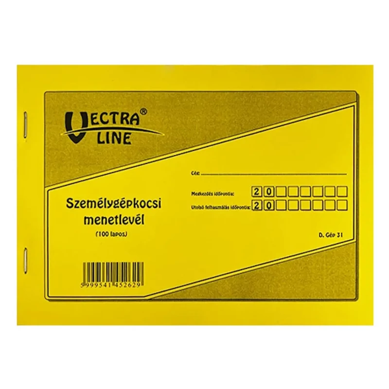 Személygépkocsi menetlevél nyomtatvány A5 fekvő 100 lap Vectraline