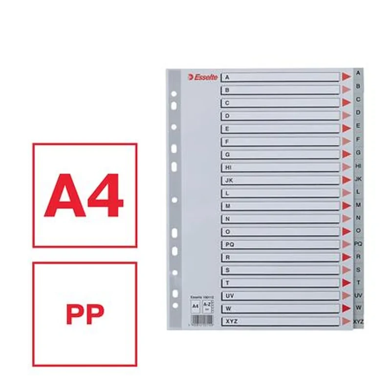 Regiszter műanyag A4 A-Z Esselte szürke