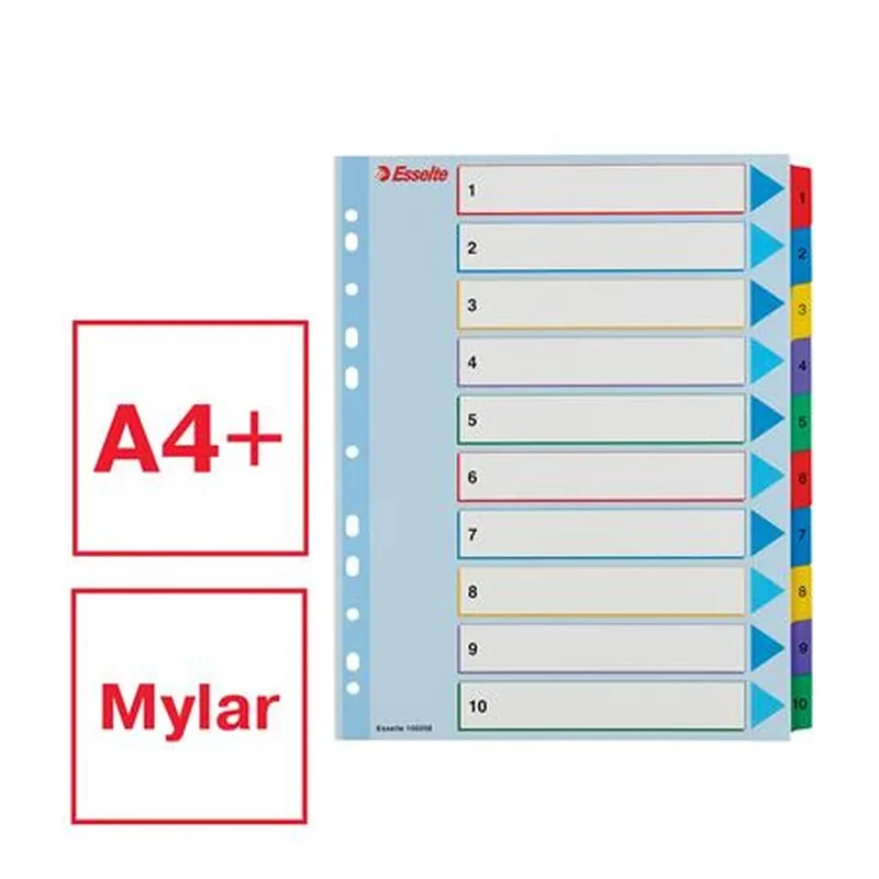 Regiszter laminált karton A4 Maxi 1-10 újraírható Esselte