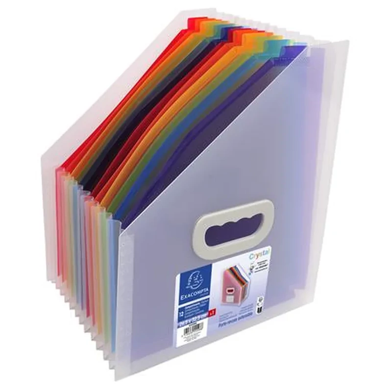Harmonika iratpapucs 265x325 mm PP 12 rekeszes Exacompta színes