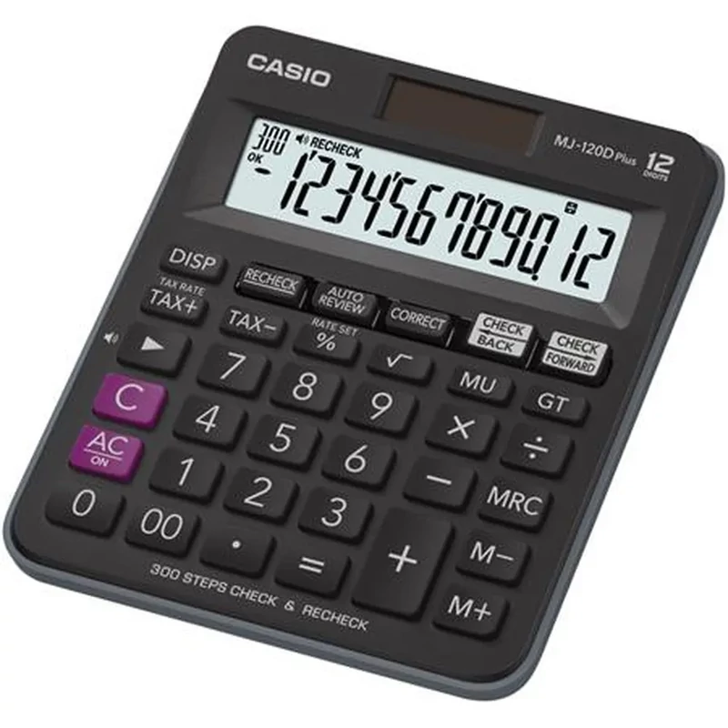 Számológép asztali 12 digit nagy, döntött kijelző Casio MJ 120 D PLUS fekete