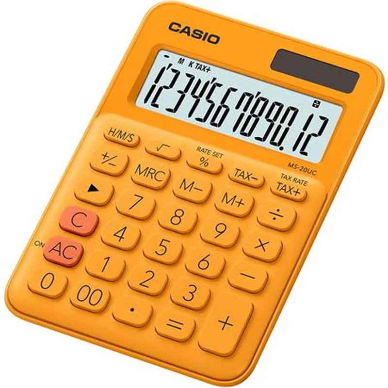 Számológép asztali 12 digit nagy kijelző Casio MS 20 UC narancssárga