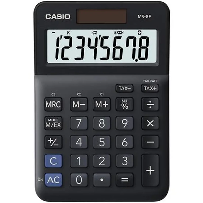 Számológép asztali 8 digit nagy, döntött kijelző Casio MS 8 F fekete